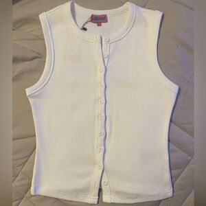 Edikted White Sleeveless Button-Down Shirt